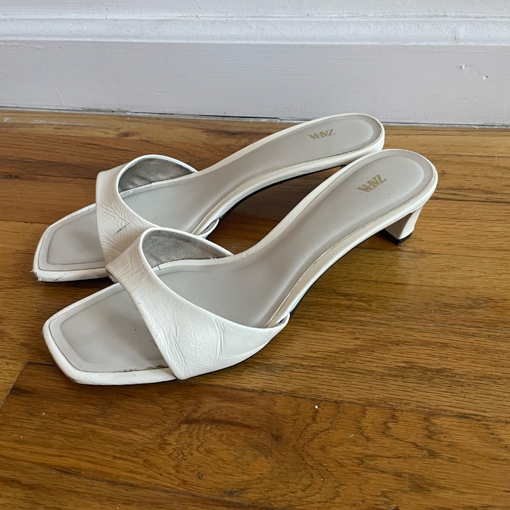 Zara Mules Low Heeled Leather Sandals